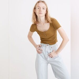Madewell ribbed Henley high-crop tee